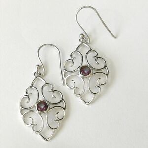 Sterling silver filigree Mystic Topaz dangle earrings
